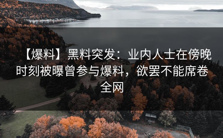 【爆料】黑料突发：业内人士在傍晚时刻被曝曾参与爆料，欲罢不能席卷全网