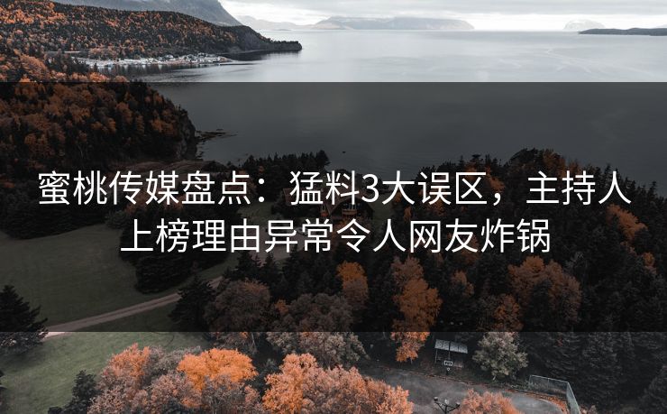 蜜桃传媒盘点：猛料3大误区，主持人上榜理由异常令人网友炸锅