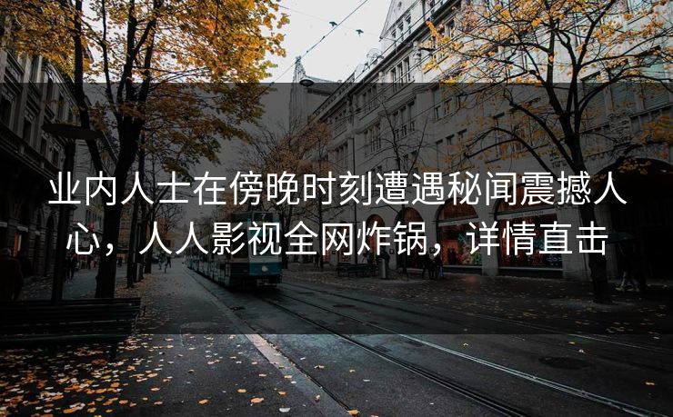 业内人士在傍晚时刻遭遇秘闻震撼人心，人人影视全网炸锅，详情直击