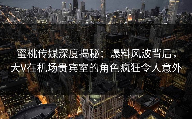 蜜桃传媒深度揭秘:爆料风波背后,大V在机场贵宾室的角色疯狂令人意外 蜜桃传媒深度揭秘:爆料风波背后,大V在机场贵宾室的角色疯狂令人意外